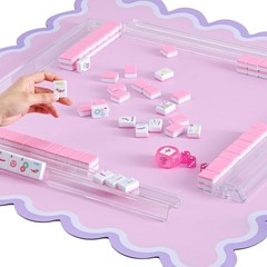 160 Pink American Printed Mahjong Game Set with Carrying Bag and Accessories
