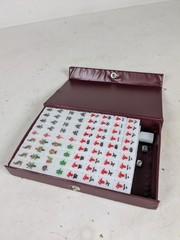 Vintage Mahjong Travel Set 144 Multicolored Tiles 2 Dice & Case