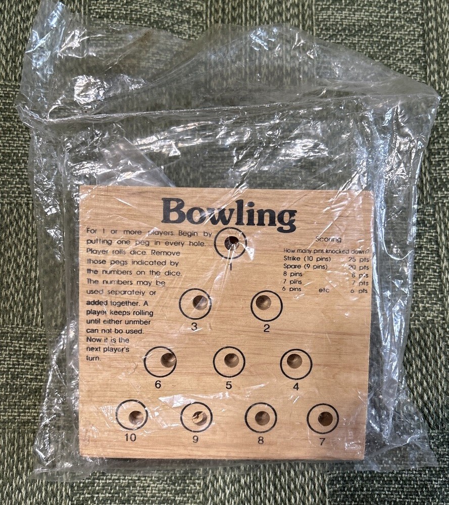 Bowling Wooden Game NEW, 1 Or More Players Bowling Travel Game, Peg Bowling Game