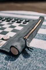 Roll-Up Portable Suede Travel Chess & Checkers Game Set – Compact Perfect for…