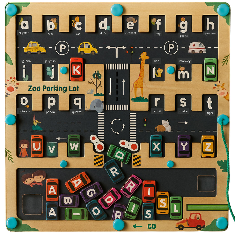 Magnetic Alphabet Maze Board for Kids Ages 2-5: Montessori Wooden Puzzle