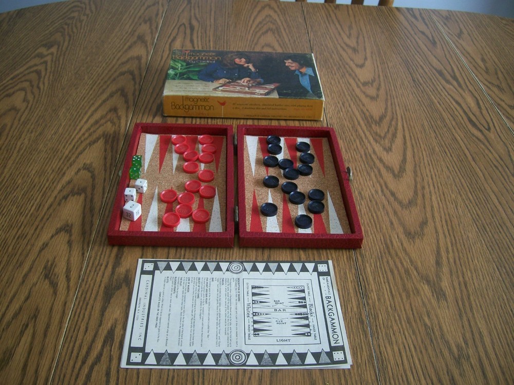 backgammon magnetic by cardinal in original box complete 107m 1970’s vintage