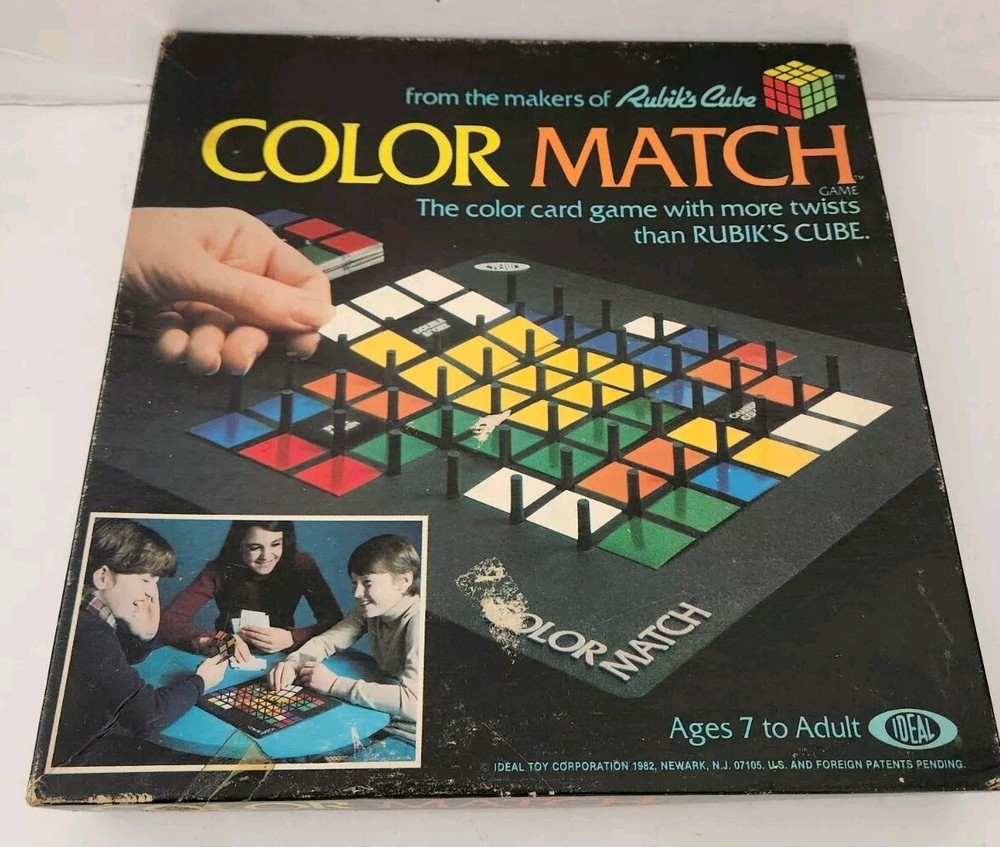 vintage board game Color Match Rubiks Cube Makers Ideal 1982