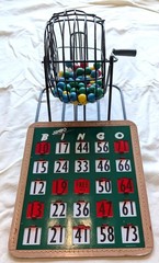 Bingo Game Set-Includes Metal Cage/Balls & 19 Slide Number Cards