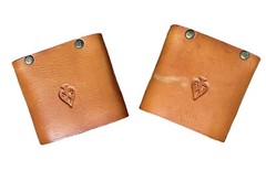 Vintage Backgammon Game Hand Tooled Leather Wood Wooden Brass Piece Hand Made