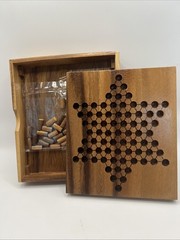 Chinese Checkers Wood Travel Pier One New 5.5” X 6.5”