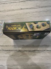 Classic Games Mancala Folding Wood Board Game 48 Multicolored Stones Premium