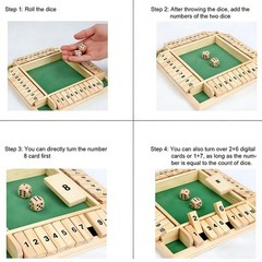 4-Player 10 Number Shut The Box Dice Game. Family Party Porch Pub Bar Board Game