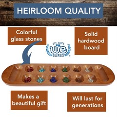 WE Games Solid Wood Mancala Board Game with Walnut Stain – 22 in.
