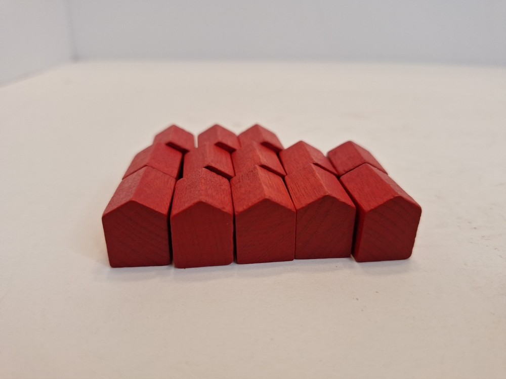 Monopoly Deluxe Anniversary 1985 Edition Red Wood Hotel Replacement Part 13 pcs