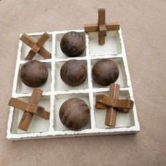 Vtg Pier 1 Imports Wooden Tic Tac Toe Table Game Heritage French Cottage
