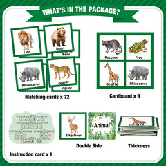 82 Pcs Memory Matching Games Animals Matching Cards Wild Animals Memory Game Jun