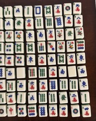 Vintage Mahjong Game Set of 148 Replacements Tiles 148 PCs Green And white