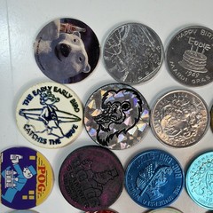 Lot Of 63 Pogs Slammers Solid Metal Plastic Cardboard Many Styles Big Value!!