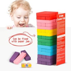48pcs Wooden Stacking Blocks Game Colorful Balancing Toy Set