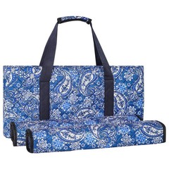 Soft Blue Mahjong Bag Case – Printed Design with 2 Wrappers, Tiles Not Included