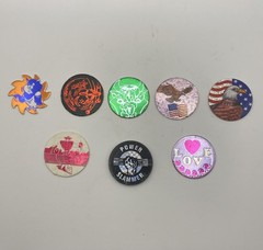 Vintage Foil Pogs Lot Of 7 With Plastic Slammer