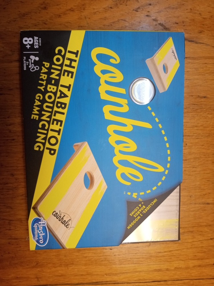 Hasbro Coinhole Game Tabletop Coin Bouncing Cornhole Party Quarter Drinking Game