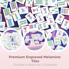 American Mahjong Tile Set with Printed Handbag, 166 Premium Pink Tile and Access
