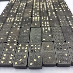 Vintage Dominos Mixed Tiles. Black With Vines & Floral. Lot Of 54.