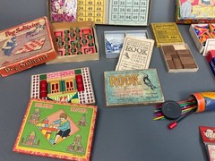 Huge Vintage lot 1930’s & 40s Board Card Games & Toys & Blocks Bingo Anagrams