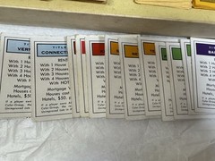 Vintage 1954 Monopoly Game Yellow Box Wooden Tokens Incomplete. See Description.