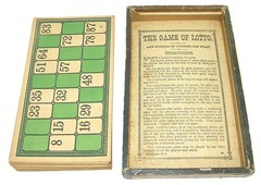 Vintage Trunk LOTTO GAME No. 2-418 Wood Glass Cardboard Pieces Circa 1900