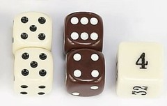BACKGAMMON DICE SET IVORY AND BROWN 7/16″ SQ. WITH DOUBLING CUBE