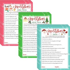 Christmas Trivia Game Cards 63 Pcs Guessing Activity 3 Themes