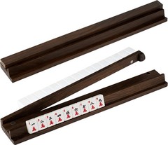 American Walnut Wood Mahjong Racks with Pushers, 4Pcs Mahjong Racks Set for Mahj