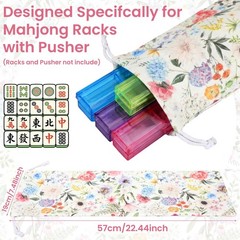 3 Pcs Empty Mahjong Bags Set for Tiles and Racks 24 x 13 x 4.7 Inches Floral …