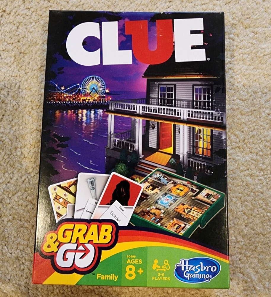 Hasbro Clue Grab & Go Travel Mystery Game 3-6 Players Portable Fun