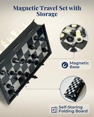 Travel Chess Set 7.6 Inch Magnetic Portable Folding – Compact for Travel