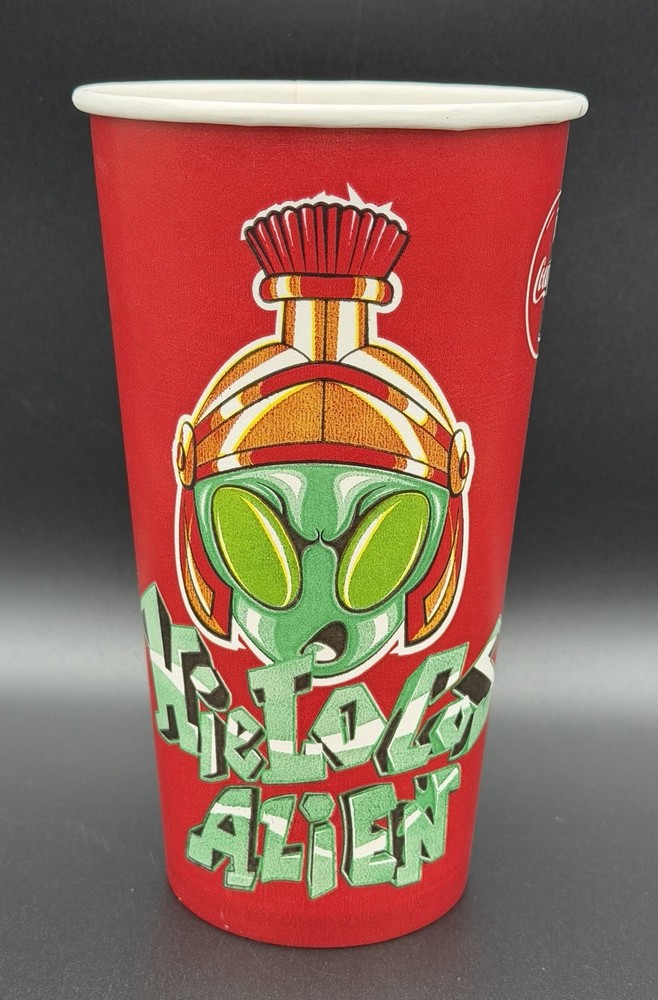Rare Crazy Bones Hielocos Coca-Cola Alien 14-16 oz Promotional Paper Cup (1990s)