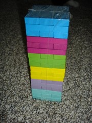NEW Mini colorful Wooden Blocks Tumbling Tower Family Game 54pc 6″ x 2″