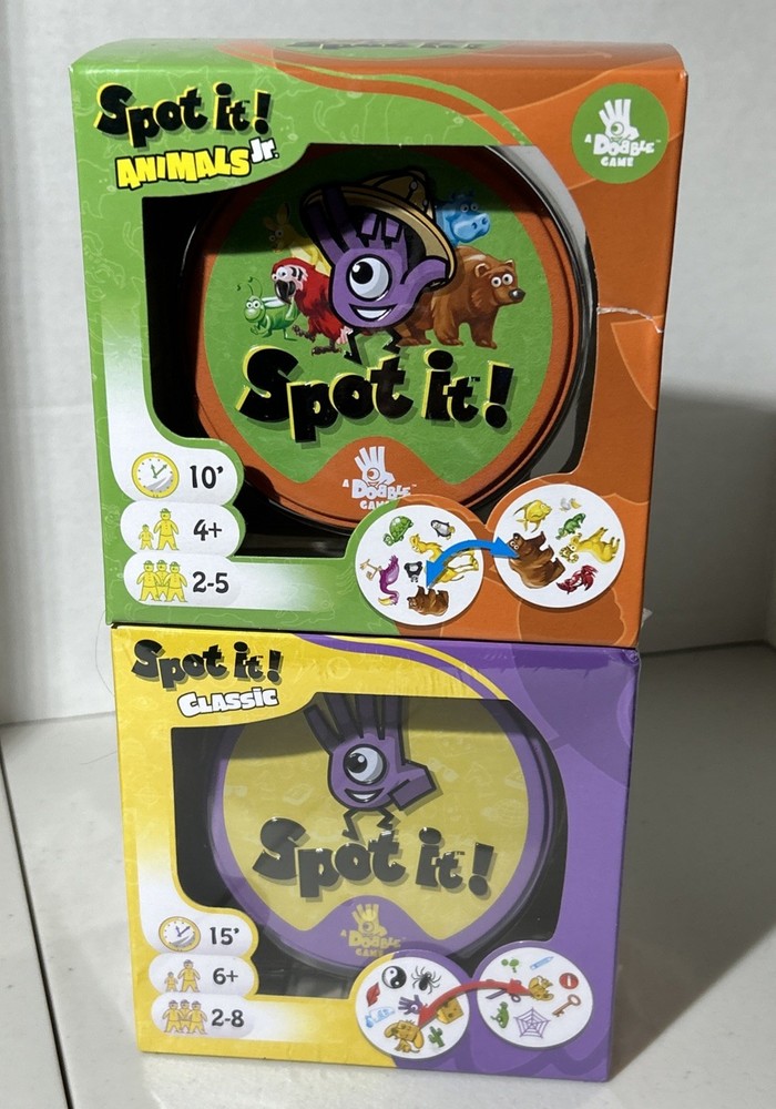 Spot It! Animals Jr. & Classic Board Game by Zygomatic