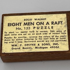 Solid Walnut Drueke & Sons Eight Men On A Raft No. 153 Brain Puzzle Toy Vintage