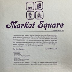 VTG MARKET SQUARE COMPETITIVE REAL ESTATE STRATEGY GAME 1983 Ages 10 to Adult
