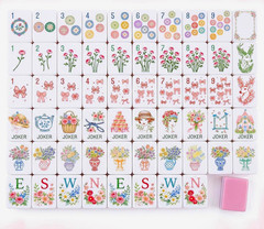 160 Exquisite Craft Mahjong Set Floral 160 Tiles w/ Mirror Jokers Winds