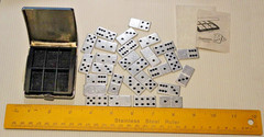 28 Piece Metal Double-6’s Dominoes Set ~ Mini~Travel w/Case~Complete Refurb CASE