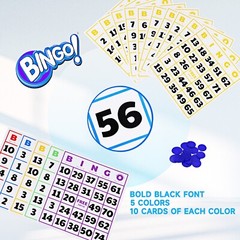 50-Pack EZ Reader Jumbo Bingo Cards for Bingo Game/Large Multicolor Bingo Sheets