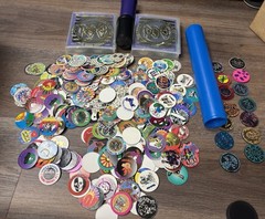 Huge Lot – 1990s Vintage 150+ Pogs and Slammers Milk Caps w/ Tubes