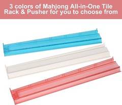 4PCS Mahjong Racks with Pushers White, American Mahjong All-in-one Tile Rack