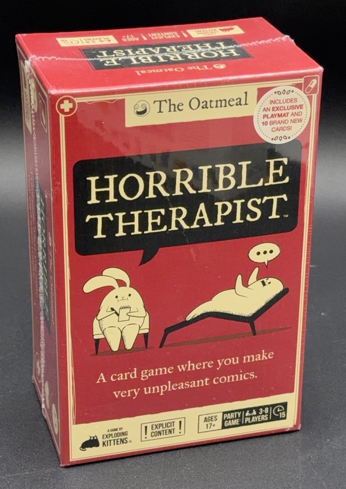 Horrible Therapist Game by Exploding Kittens Oatmeal 17+ NEW w/EXCLUSIVE PLAYMAT