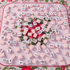 TIASUSAN American Mahjong Tile Set with 166 Quality Acrylic Tiles (1.2″ Pink,…