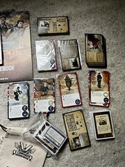 Various V Sabotage Board Game Cards, Pieces, Books