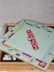Monopoly Scrabble +4 Classic Games Solid Wood Cabinet Some Parts Sealed Unused