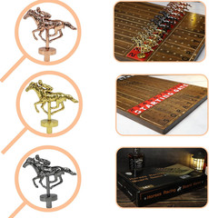 Horse Racing Game – Wooden Horse Race Board Game with 11 Luxury Metal Horses 2 D