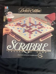 Scrabble Deluxe Edition Rotating Board Game MB 4034 Complete