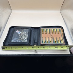 Vintage Travel Backgammon Wood Metal Pegs Board Game Set Zipper Case Complete